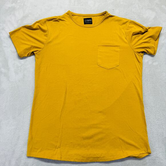 CUTS Clothing Shirt Men's Large Yellow Elongated Performance‎ Stretch Pocket - Picture 1 of 9